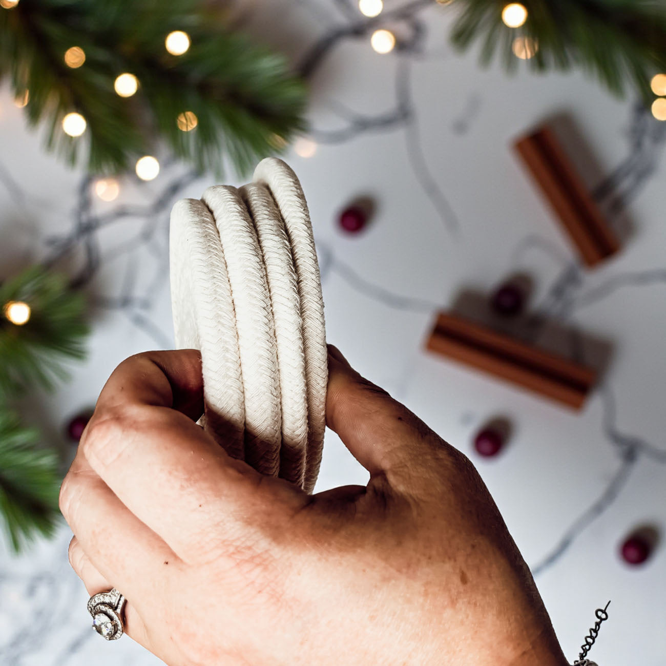 rustic Thanksgiving gift under 25 for host or hostess
modern boho fall decor coaster set with gift tag
Christmas gift idea braided coasters with ribbon